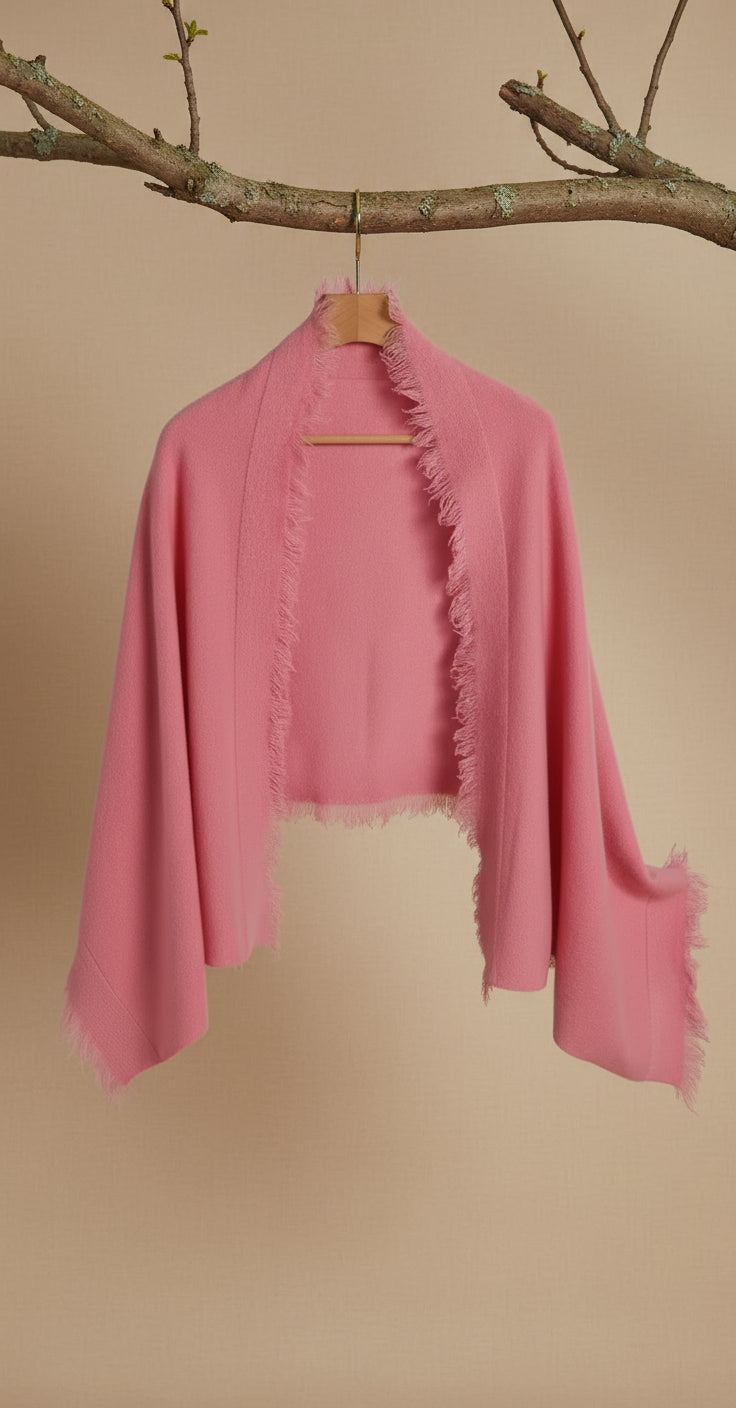 Fringed Wool Wrap Shawl
