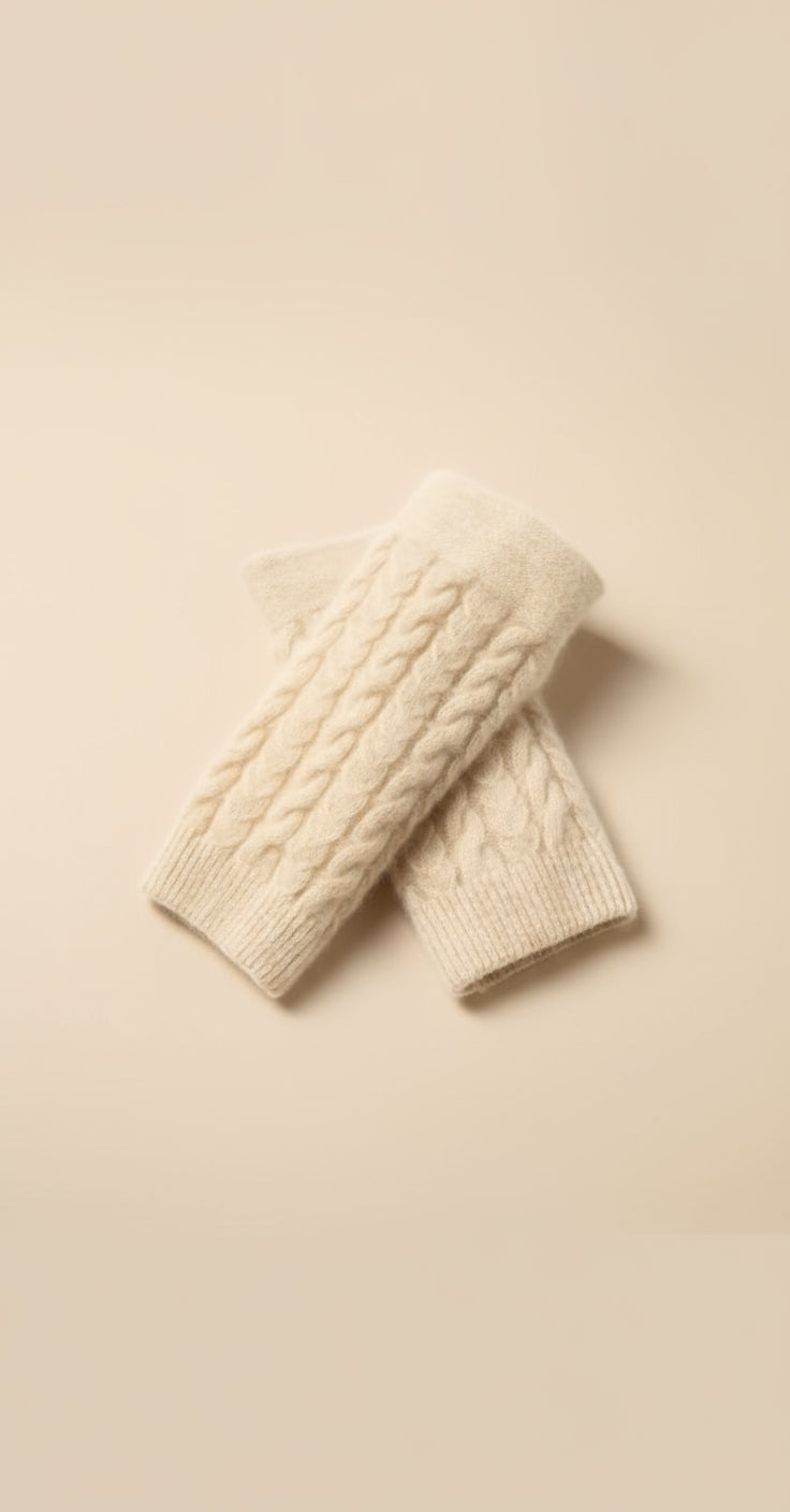 Cashmere Cable-Knit Fingerless Mittens