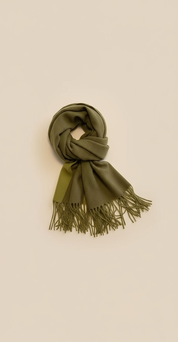 Two-Tone Tassel Winter Scarf