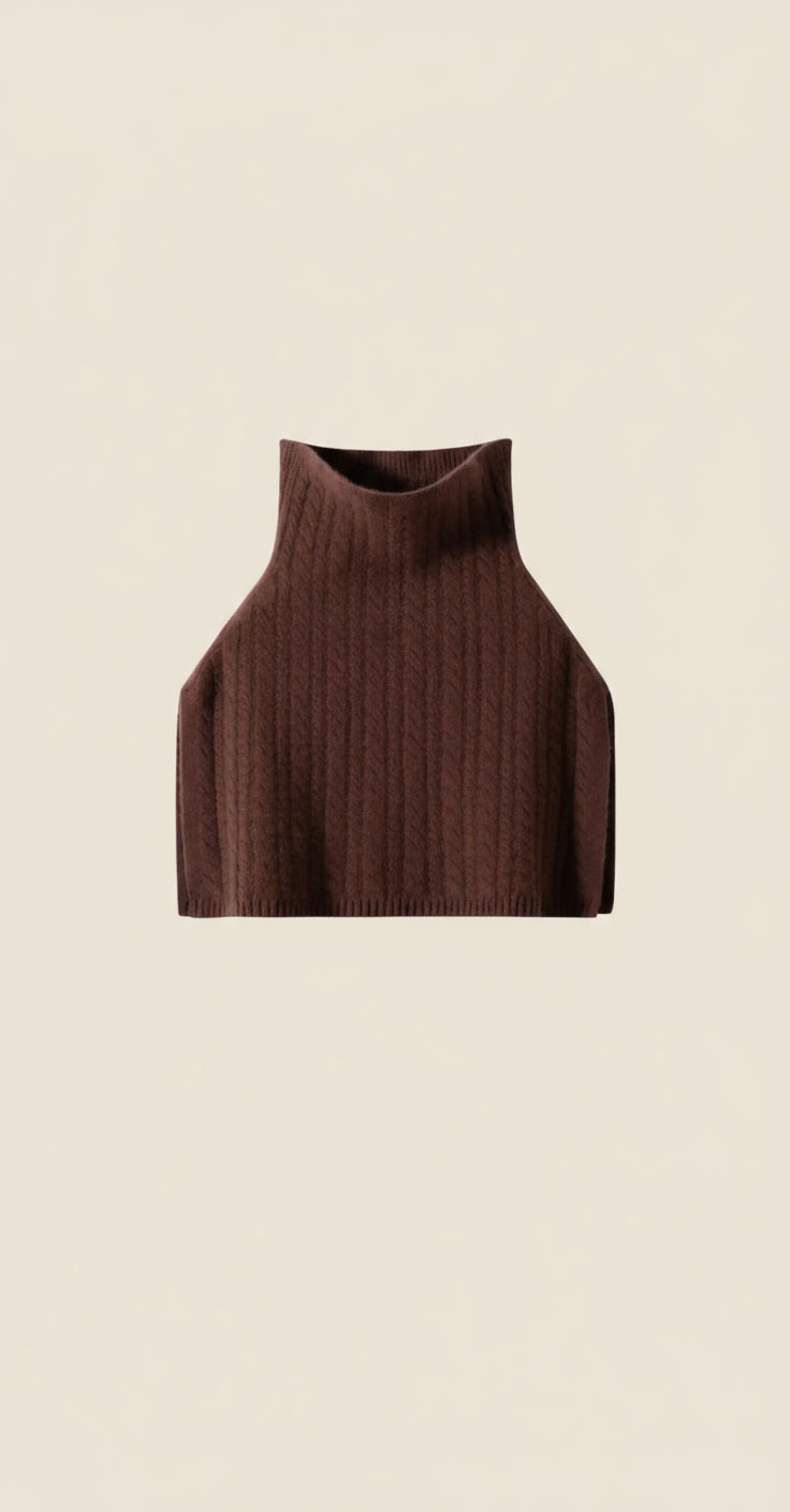 Cashmere Ribbed Turtleneck Wrap