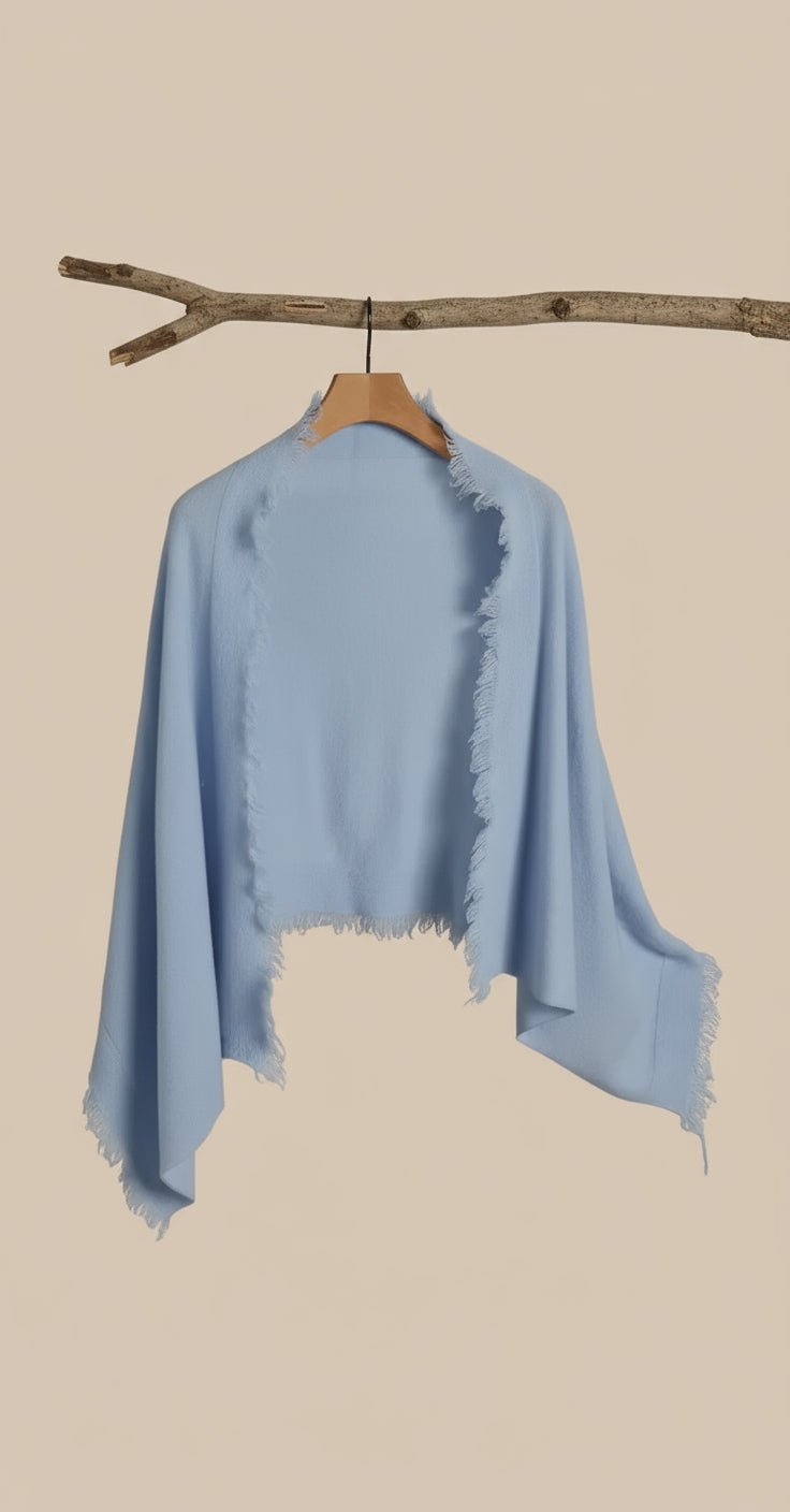 Fringed Wool Wrap Shawl