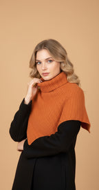 Wool Turtleneck Shoulder Cape