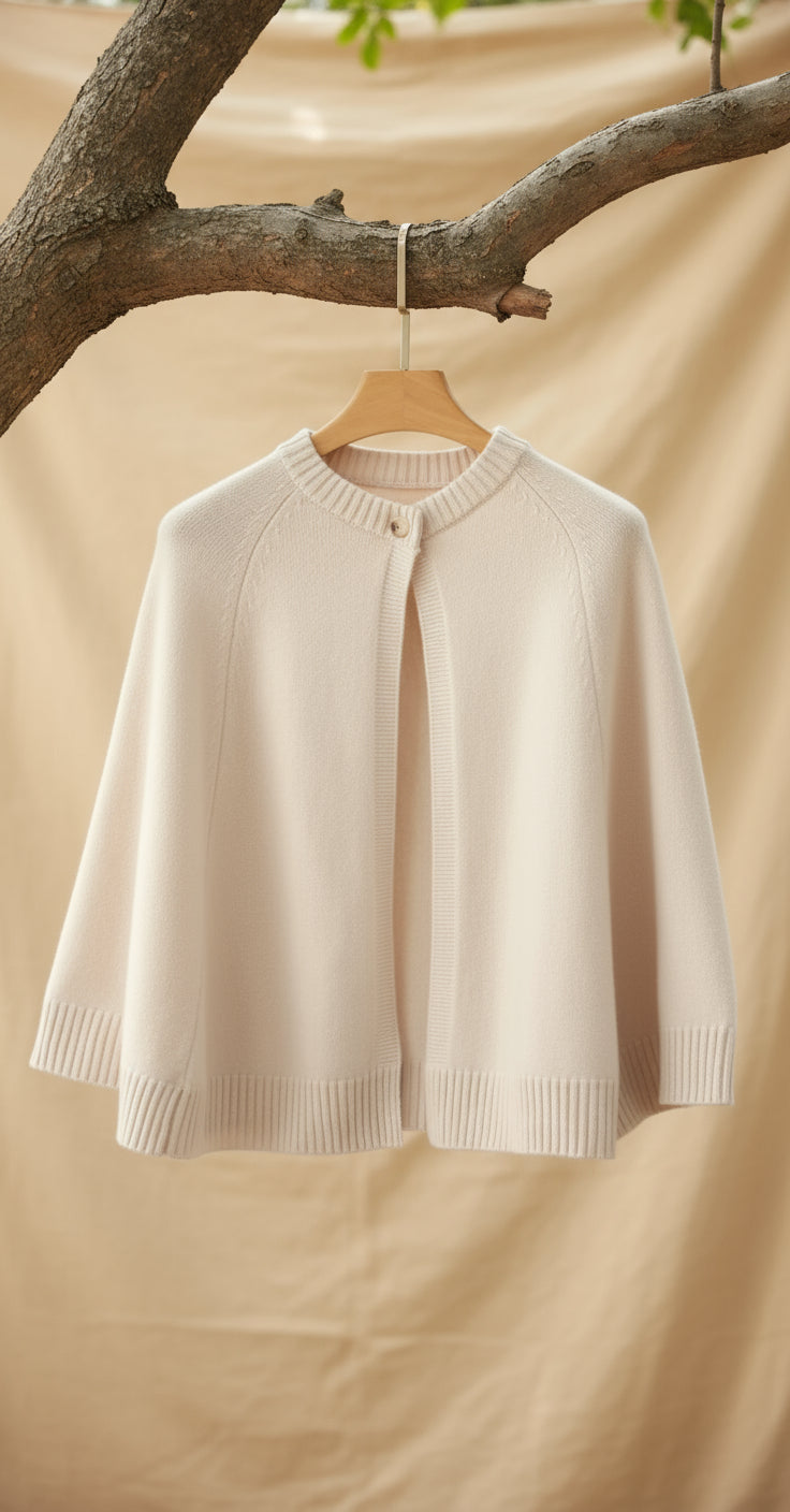 Pure Wool One-Button Cape