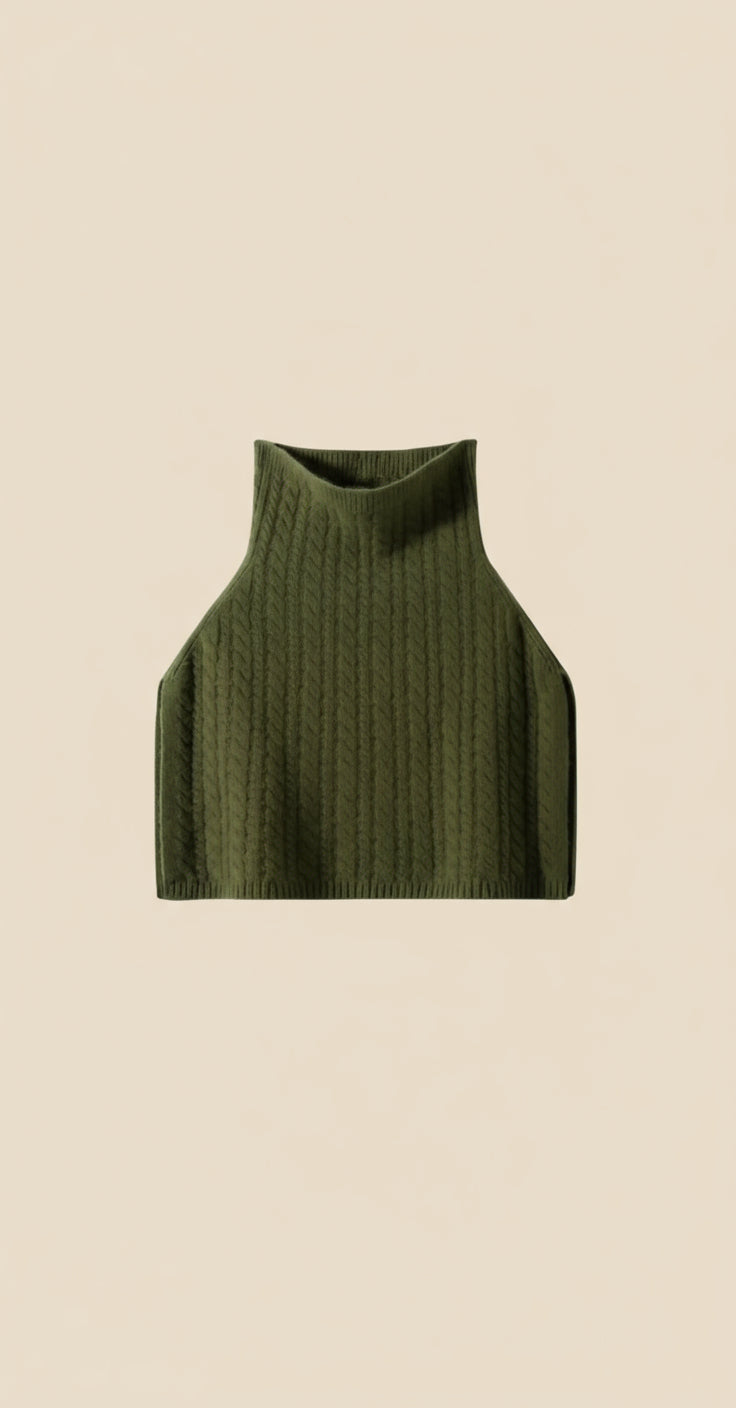 Cashmere Ribbed Turtleneck Wrap