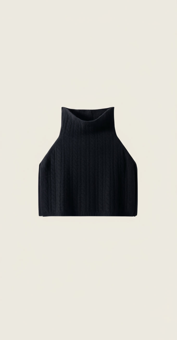Cashmere Ribbed Turtleneck Wrap