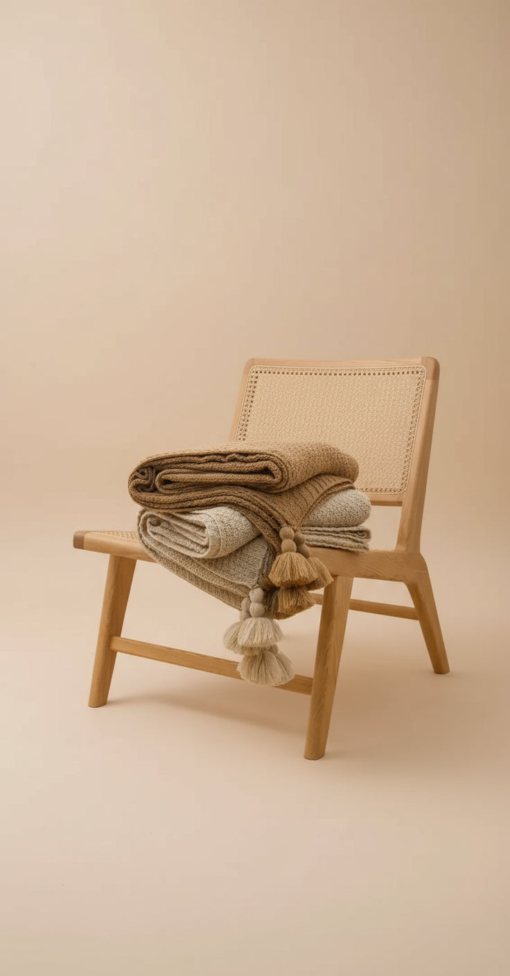 Nordic Knit Tassel Throw