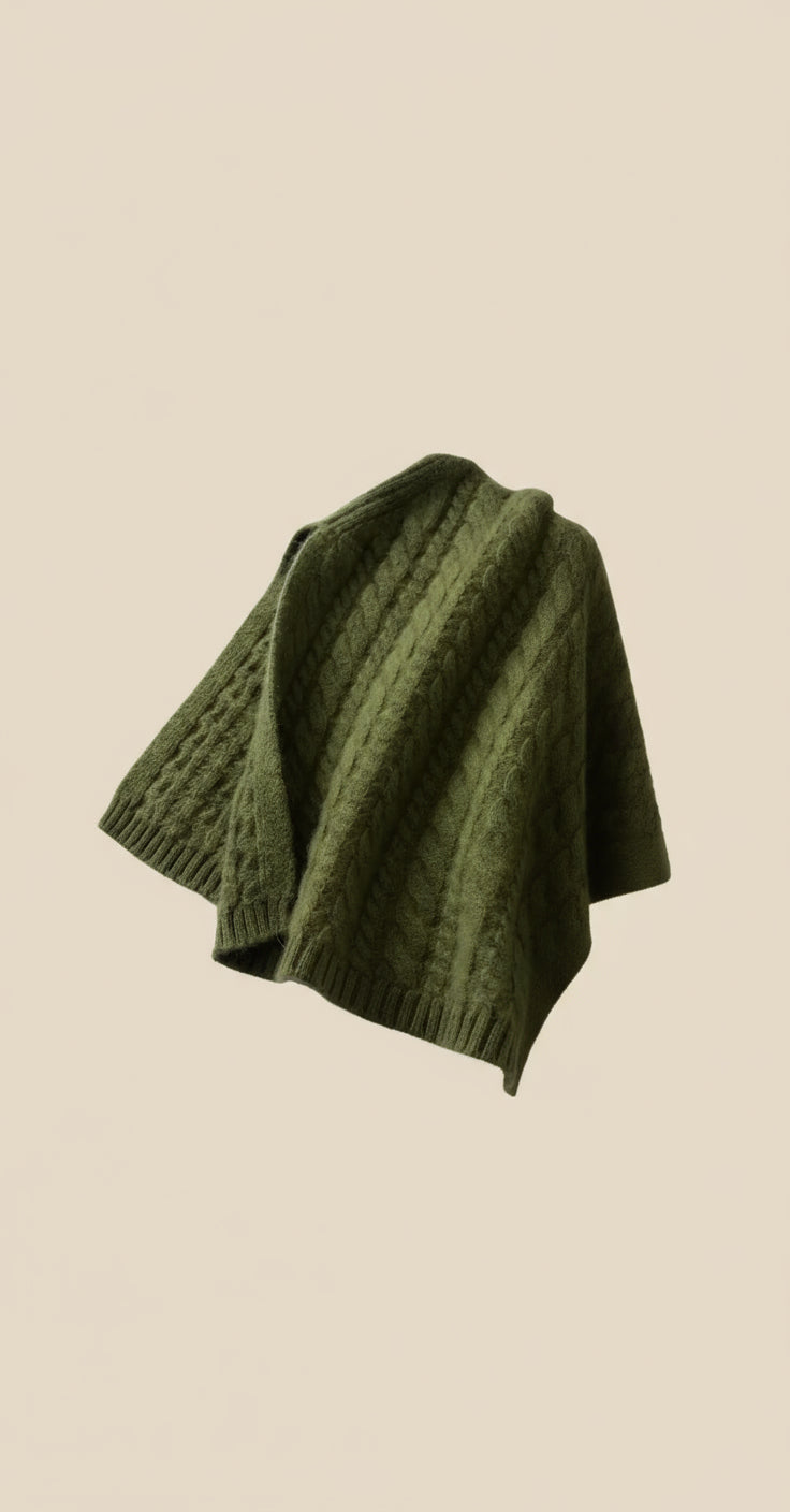 Cashmere Ribbed Turtleneck Wrap