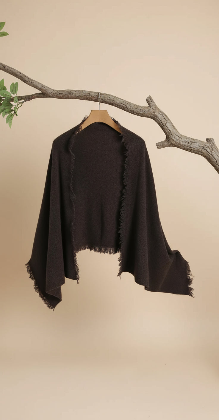 Fringed Wool Wrap Shawl